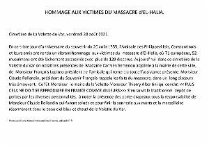 2021 08 20 LA VALETTE DU VAR- HOMMAGE AUX VICTIME DU MASSACRE D EL HALIA 1955